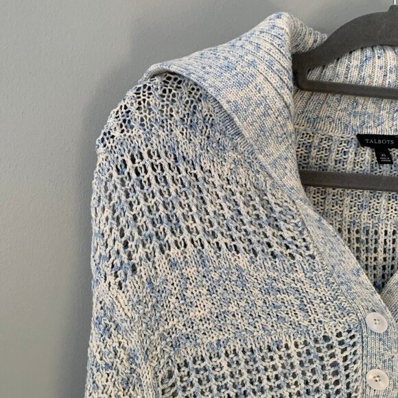 Talbots wide knit pullover collared long‎ sleeve cotton sweater - XS - Picture 3 of 10